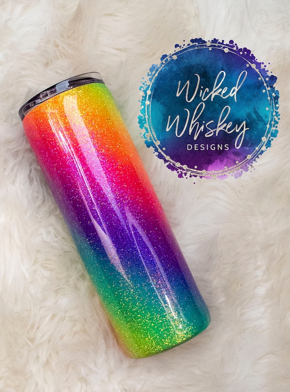 8 Oz Personalized Stainless Steel Baby Bottle-glitter Dripped Rainbow 