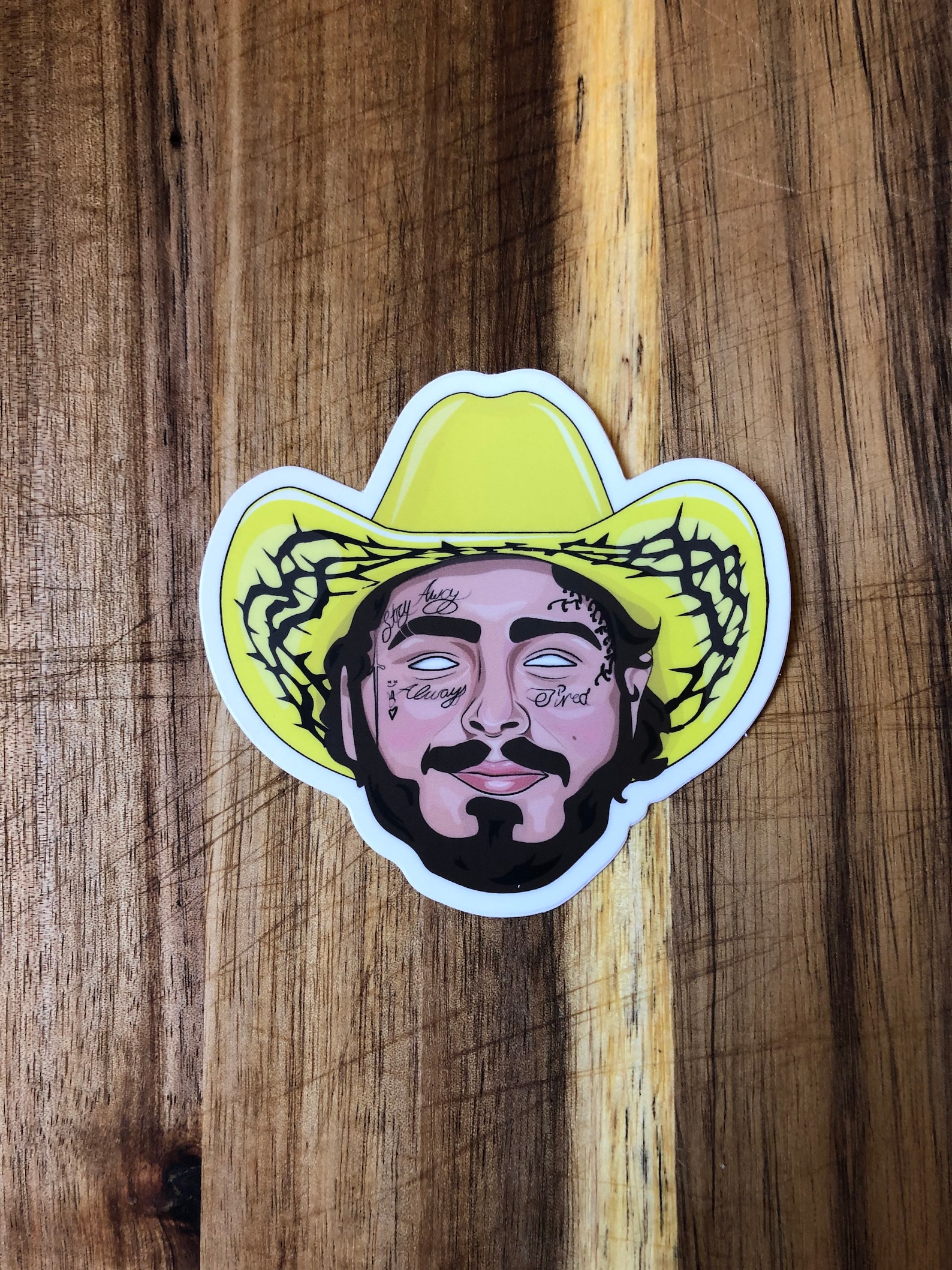 Post Malone Sticker Post Malone Vinyl Sticker Yellow Etsy