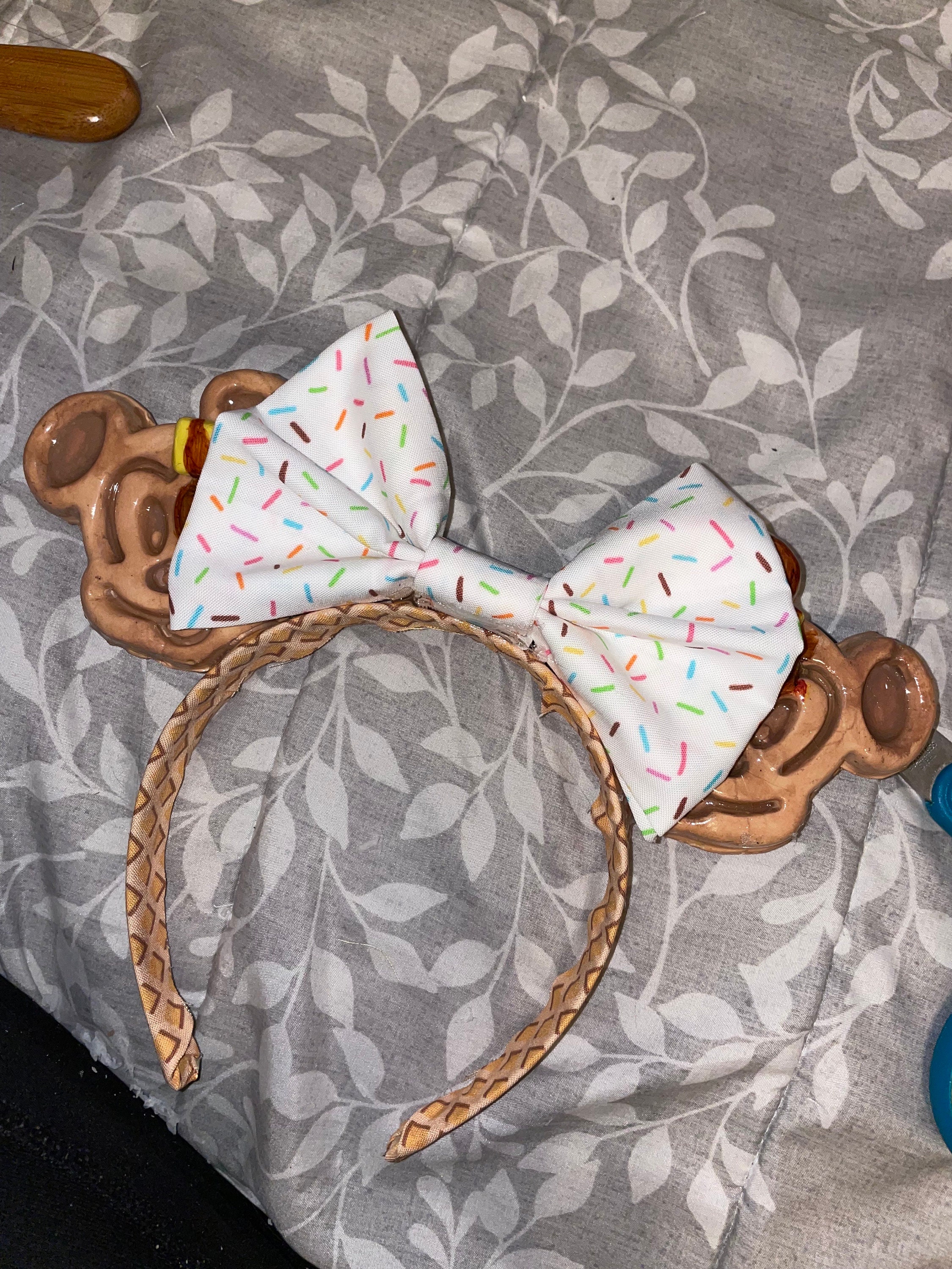 Handmade Waffle Minnie Ears New Scented Waffle Minnie Ear Headband is the Sweetest Style  main image 3