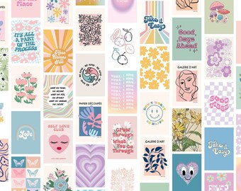 Danish Pastel Aesthetic Wall Collage Kit 70 PRINTED 4x6, Gift for Girls, Danish Pastel Room Decor, Teen Wall Decor, Dorm Decor