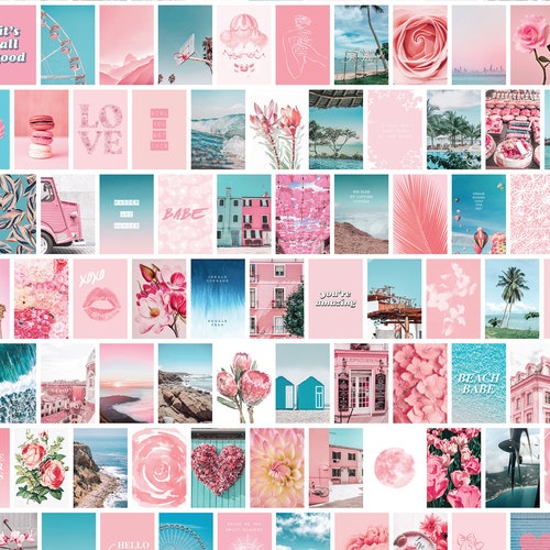 100 PRINTED 4x6 Peach Blue Aesthetic Wall Collage Kit 4x6 - Etsy