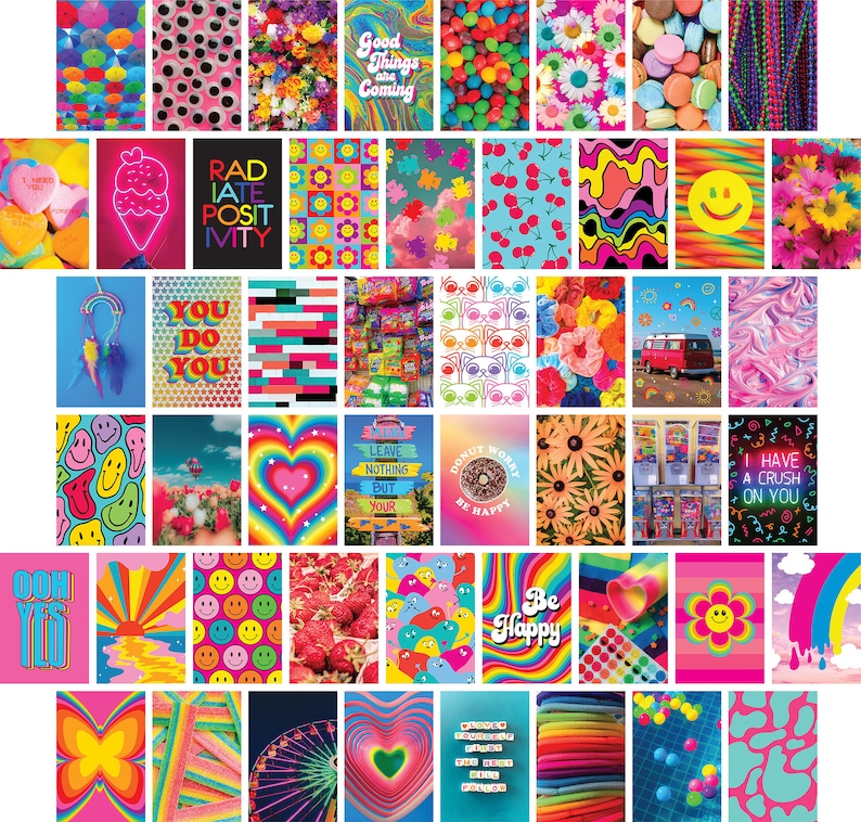 50 PRINTED 4x6 Indie Kidcore Aesthetic Wall Collage Kit 4x6 - Etsy