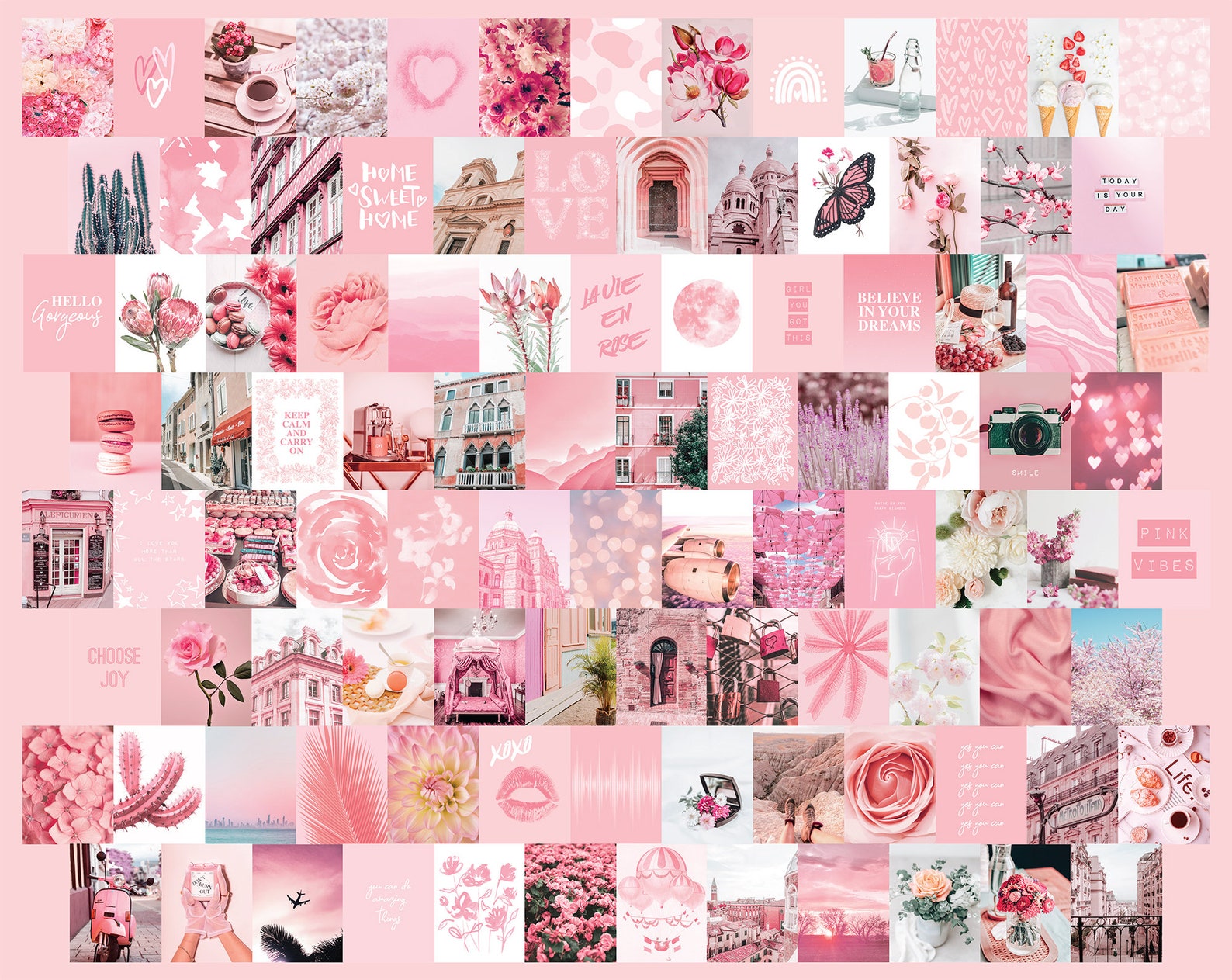 100 PRINTED 4x6 Wall Collage Kit Blush Pink Rose Aesthetic - Etsy