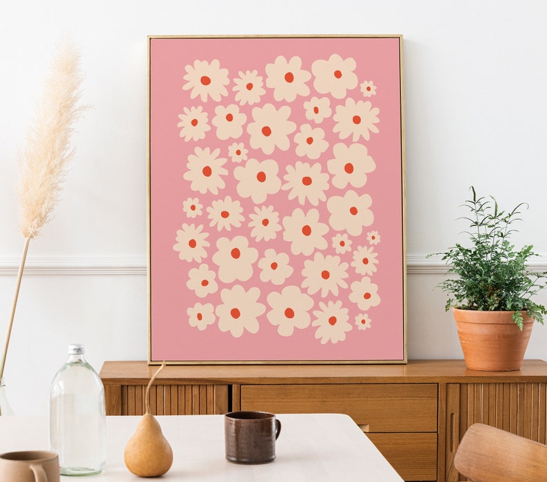 Danish Pastel Flower Wall Art Decor Retro Aesthetic Poster Etsy UK