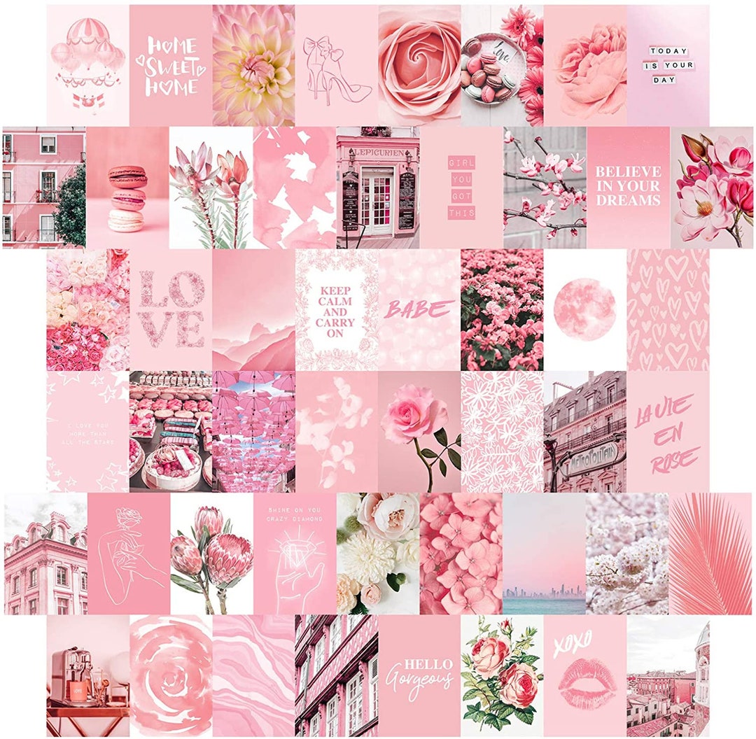 50 PRINTED 4x6 Blush Pink Aesthetic Wall Collage Kit 4x6, VSCO Preppy ...