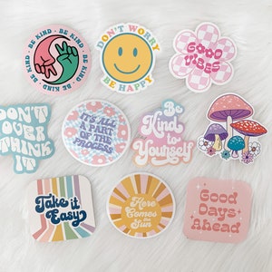 Danish Pastel Sticker Pack | Laptop Hydroflask Water Bottle Stickers | Colorful Aesthetic Vinyl Stickers |  Positivity Quote Sticker Pack