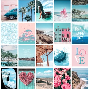 100 PRINTED 4x6 Summer Blue Pink Aesthetic Wall Collage Kit 4x6, VSCO ...
