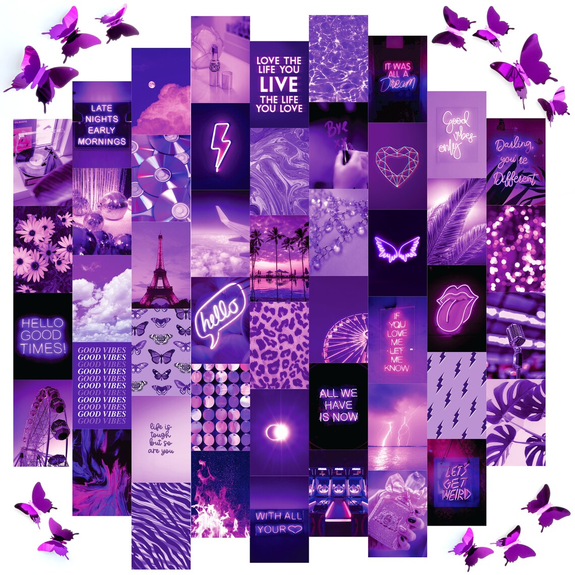 50 PRINTED 4x6 Purple Euphoria Aesthetic Wall Collage Kit | Etsy