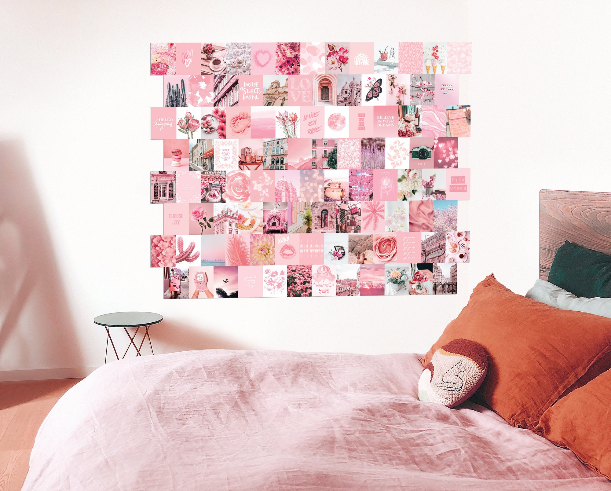 50PCS Pink Aesthetic Wallpapers, Rosy Collage Print Kit, Wall Art Prints  for Room, VSCO Posters for Girls 