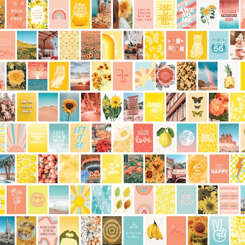 100 PRINTED 4x6 Peach and Teal Aesthetic Wall Collage Kit 4x6 - Etsy