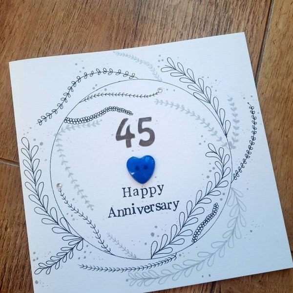 Sapphire 45th Wedding Anniversary Card - Etsy Norway