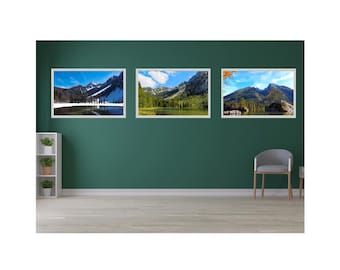 Gallery set of 3 Nature prints Nature digital prints Mountains photography set Lakes photography set Landscape art Printable wall art