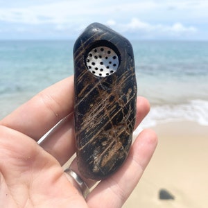 Pipa de jaspe oceánico Exquisitas pipas de cristal de piedra encontradas en Maine Talladas en EE. UU. Hermosa pieza de cuenco Muy resistente Esta pipa es para siempre Piedras