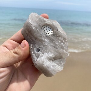 Smokey Quartz Pipe Rough Crystal Pipes Piece Bowl Found in Maine Carved in the USA Stunning Highest Quality Crystals Rose Clear Stone Unique