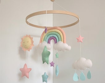 Rainbow Cloud Star Sun Felt Mobile Pastel