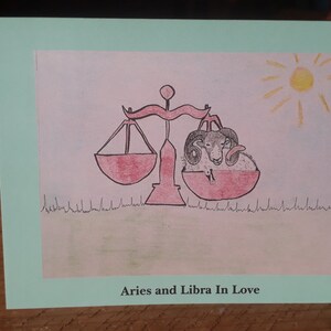 Cartão de Áries e Libra Apaixonado/Cartão de Áries/Cartão de Libra/Áries/Libra/Astrologia/Cartão de Astrologia/Cartão do Zodíaco/Zodíaco/Cartão de Signo/Signo de Estrela