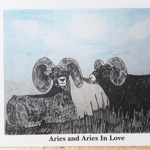 Ram en verliefde ram kaart/astrologiekaart/liefdeskaart/paarkaart/sterrenbeeld/ram