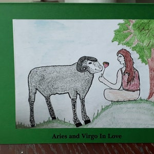 Aries y Virgo En Amor Tarjeta/Aries Tarjeta/Virgo Tarjeta/Aries/Virgo/Astrología/Astrología Tarjeta/Zodiac Card/Zodiac/Star Sign Card/Star Sign