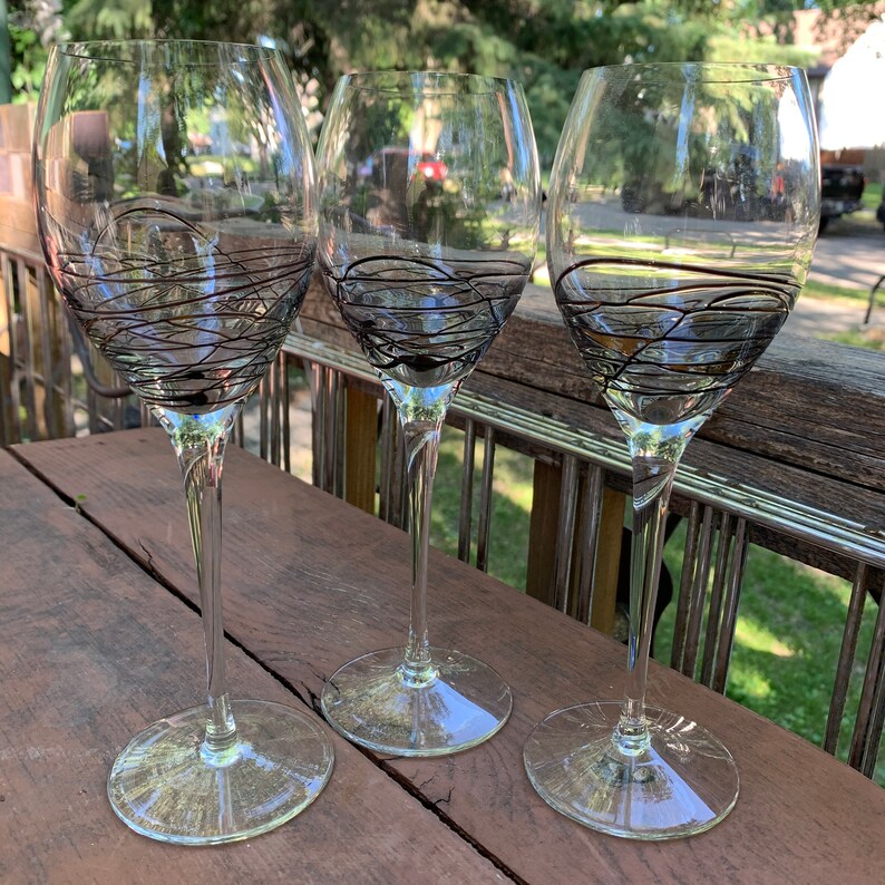 Vintage Swirl Wine Glasses 9 Tall Etsy