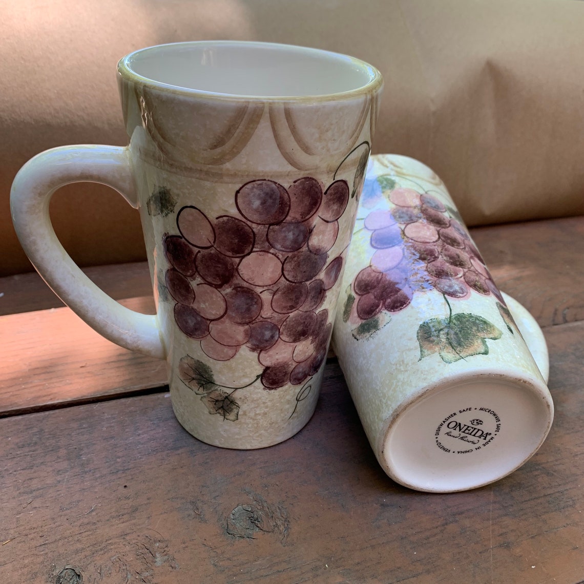 Vintage Oneida Grape plate set with matching mugs in Etsy
