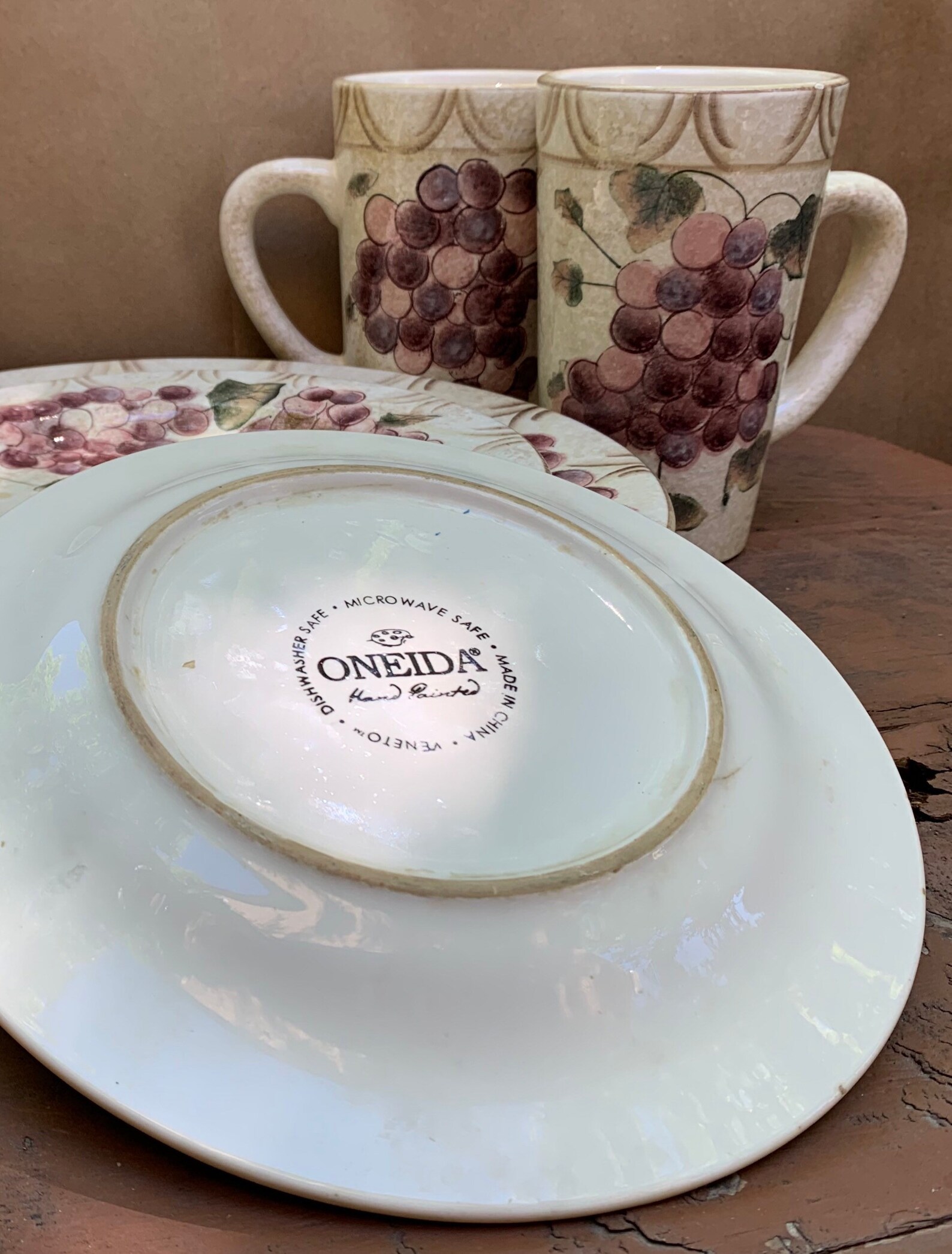 Vintage Oneida Grape plate set with matching mugs in Etsy
