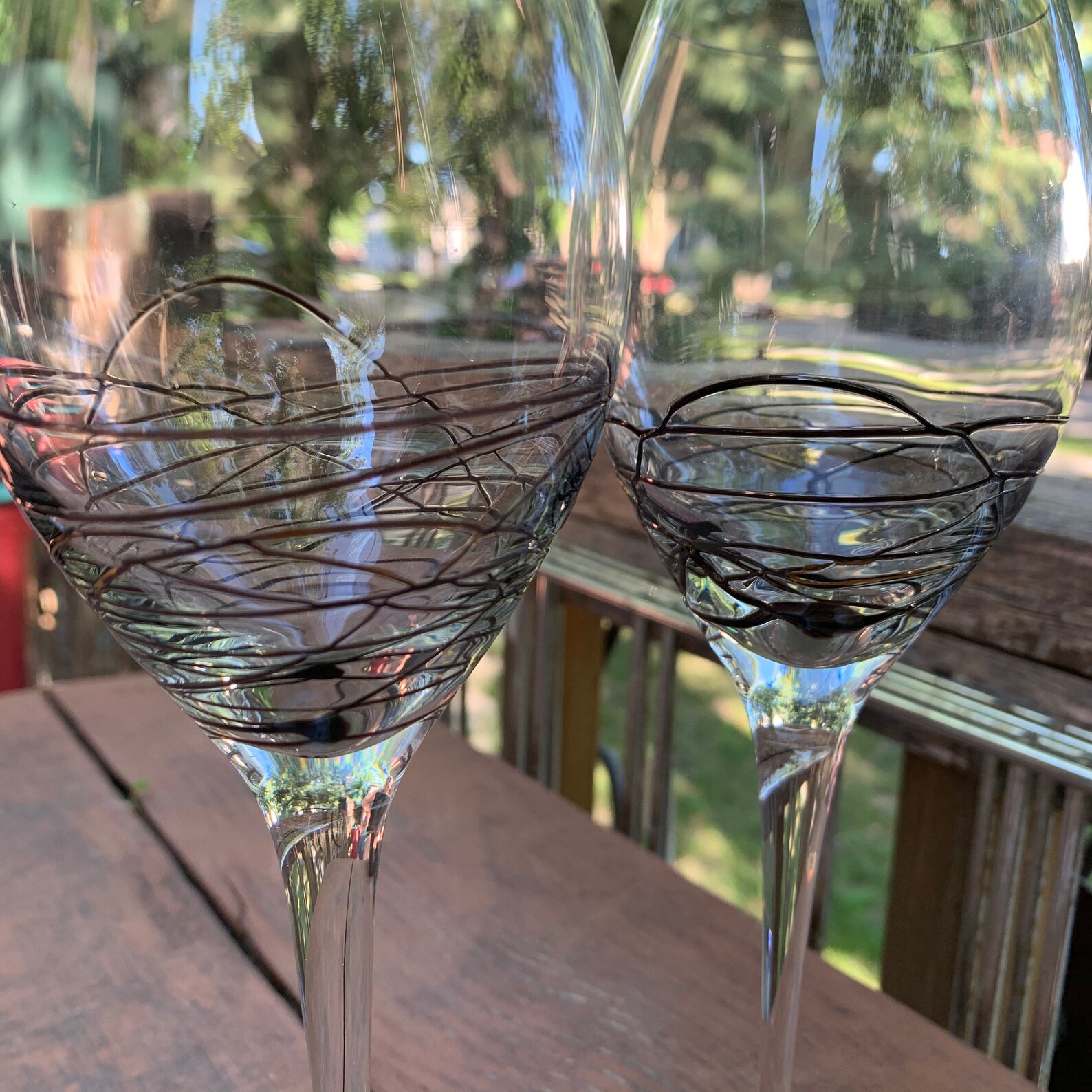 Vintage Swirl Wine Glasses 9 Tall Etsy