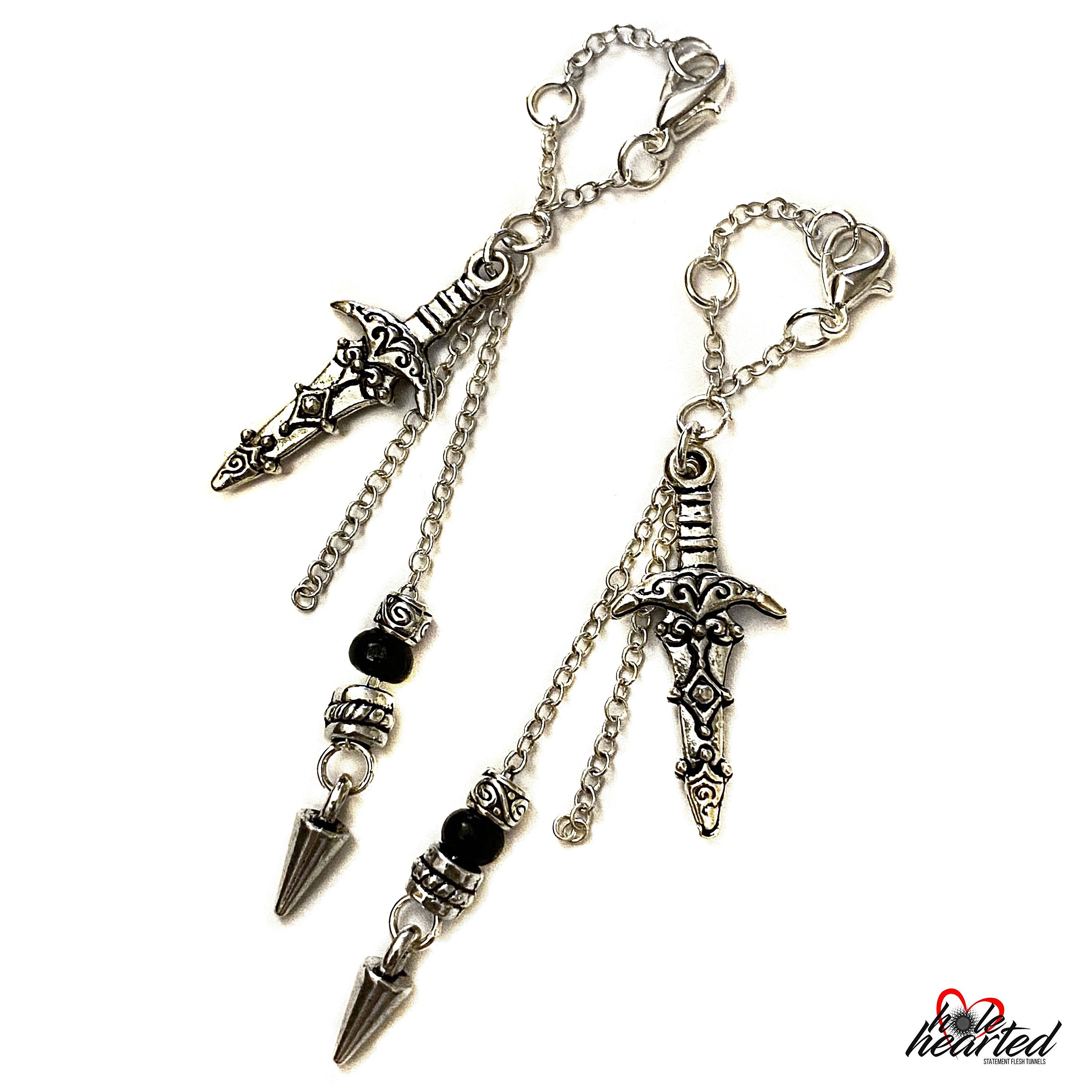 Handgemachte Nr 402 Dolch Und Spike Stahl Baumeln Ohr Tunnel Etsy