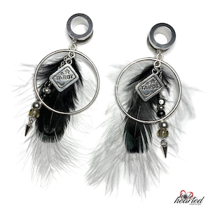 6mm-30mm Handmade No. 529 Tarot Card Steel Pair Screw Fit Dangle Ear Tunnels Plugs Gauges Stretchers