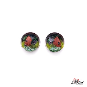 12mm Handmade No. 683 Fairy Doors and Amethyst Pair Steel Double Flare Ear Tunnel Stretcher Plug Gauge