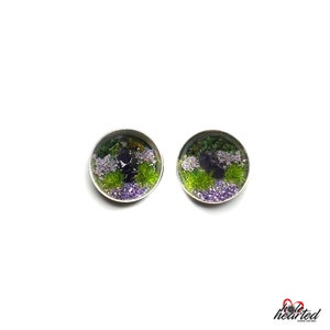 14mm Handmade No. 559 Amethyst Crystal Pair Steel Double Flare Ear Tunnels Plugs Gauges Stretchers