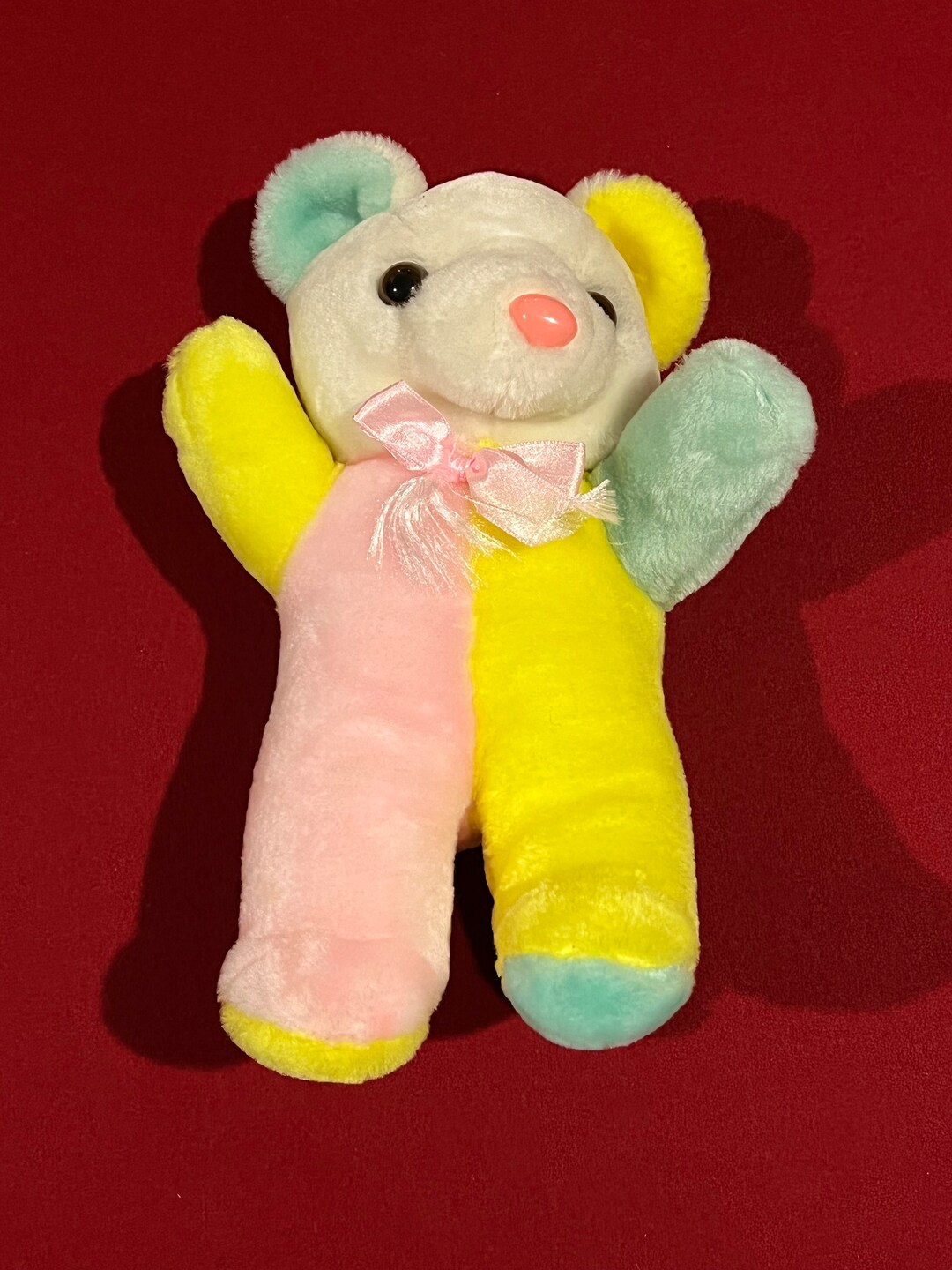 Vintage Pastel Color Block Black Eyes Stuffed Soft Plush Teddy Bear 11 Etsy