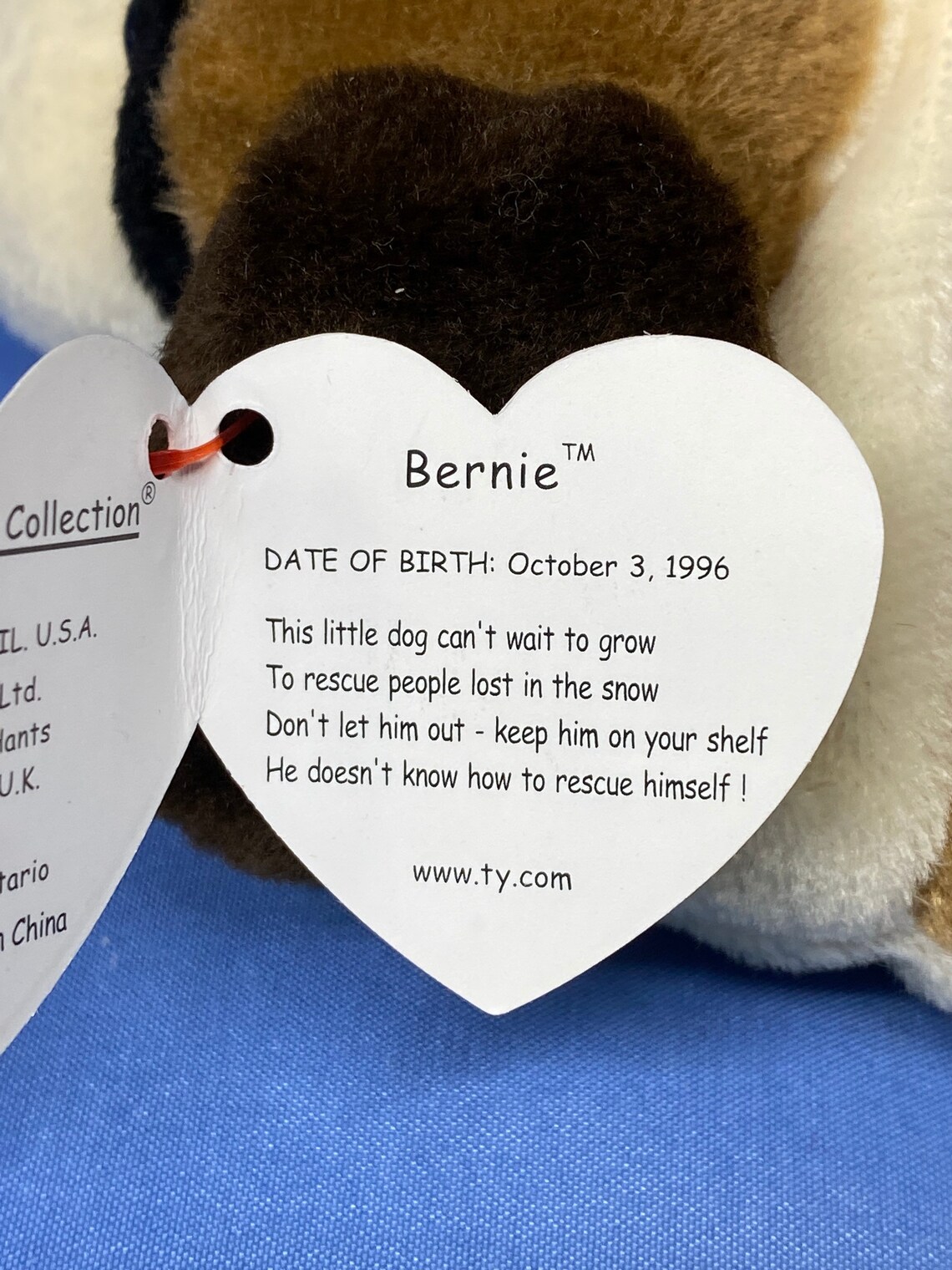 Ty Beanie Babies Bernie the St. Bernard with heart-shaped tag | Etsy