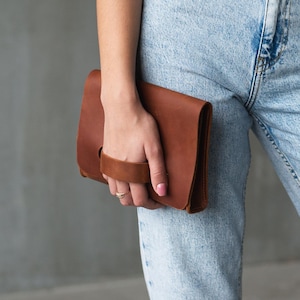 Bolso de mano de piel para mujer, Bolso de mano grande, Bolso de mano color coñac, Bolso de mano para mujer, Monedero de mano para mujer, Monedero de mano, Bolso de mano personalizado