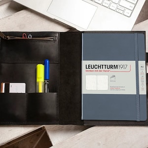 Funda de cuero Leuchtturm1917, Funda de cuaderno de cuero A5, Funda de cuaderno personalizada, Funda de diario de cuero A5, Tamaño carta de presentación de cuaderno