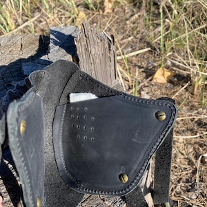 Protective face mask with filter pocket,Face mask with filter pocket and ties,Leather face mask,Face mask with filter pocket and ties image 7