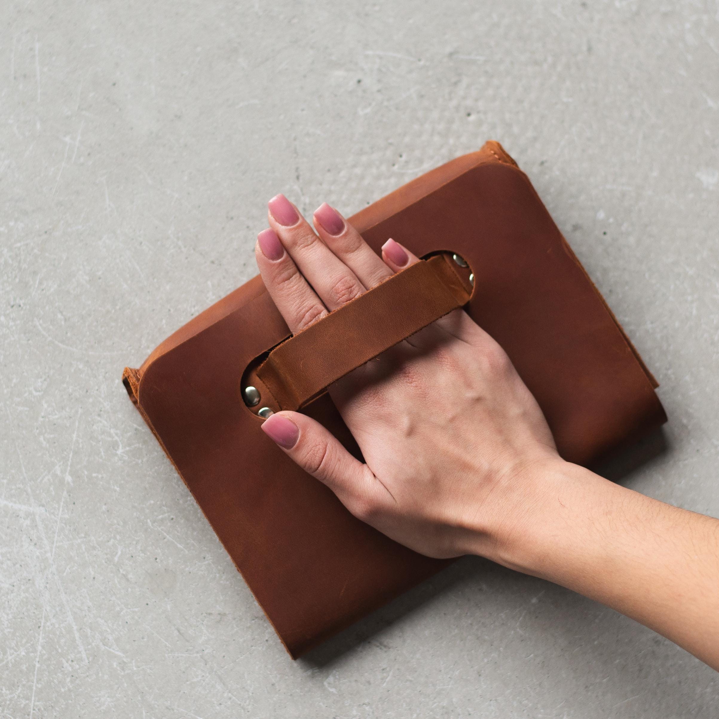 ループハンドル付きレザークラッチ、女性用レザークラッチバッグ