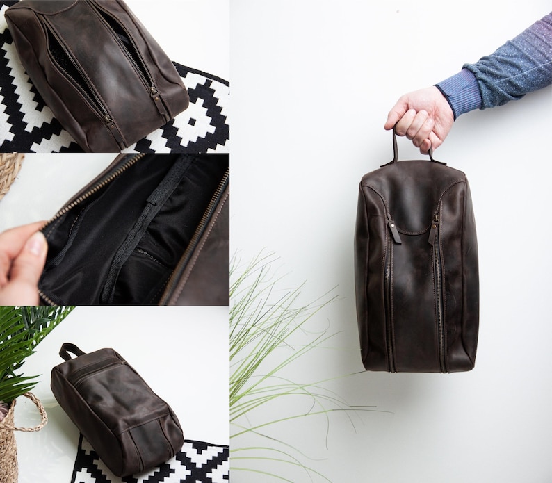 Leather shoe bag,Golf shoes bag,Shoe travel bag,Personalized shoe bag,Custom crafted shoe bag,Gifts for golfers men,Golf accessories men image 7