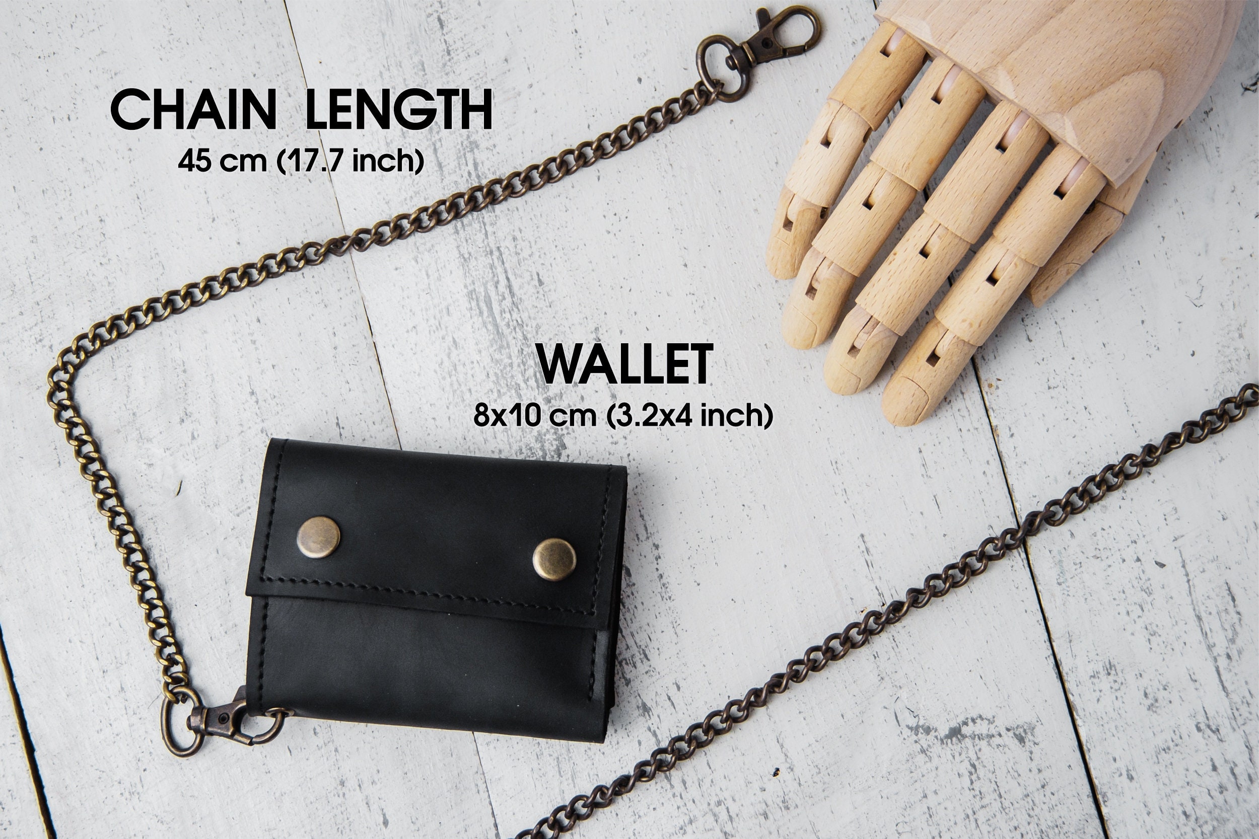 Leather Wallet With Chain Personalize, Small Wallet for Men