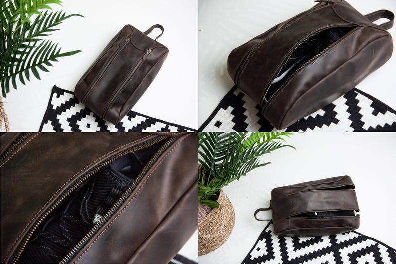 Leder Schuhbeutel für Männer, Läufer Geschenk Männer, personalisierte Schuhbeutel, Geschenk für Läufer Männer, Schuhbeutel für Reisen, Schuhbeutel Sport Bild 8