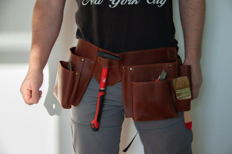 Cinturón de herramientas de carpintero, cinturón de carpintero de cuero, regalo de carpintero, bolsos de carpintero, cinturón de herramientas de cuero para hombres, cinturón de herramientas personalizado imagen 9