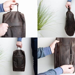 Leder Schuhbeutel für Männer, Läufer Geschenk Männer, personalisierte Schuhbeutel, Geschenk für Läufer Männer, Schuhbeutel für Reisen, Schuhbeutel Sport Bild 3