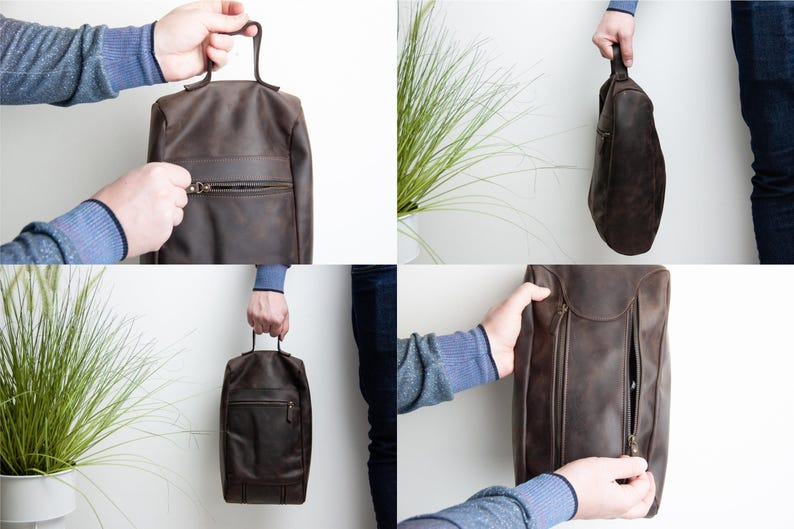 Leder Schuhbeutel für Männer, Läufer Geschenk Männer, personalisierte Schuhbeutel, Geschenk für Läufer Männer, Schuhbeutel für Reisen, Schuhbeutel Sport Bild 3