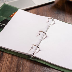 Open 3 Ringer Notebook Leather 3 Ring Notebook, Leather 3 Ring Binder Cover, Green Binder, 3 ...
