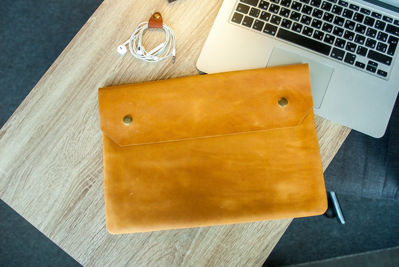 Leather Laptop Sleeve 15.6macbook Air Sleeve Casemacbook Pro Etsy