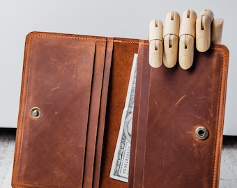 Portafoglio in pelle, Organizzatore di denaro per contanti, Portafoglio organizzatore coupon, Cash bifold, Portafoglio sistema Envelope, Buste per contanti portafoglio da viaggio