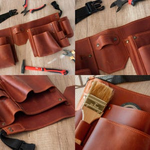 Cinturón de herramientas de carpintero, cinturón de carpintero de cuero, regalo de carpintero, bolsos de carpintero, cinturón de herramientas de cuero para hombres, cinturón de herramientas personalizado imagen 4
