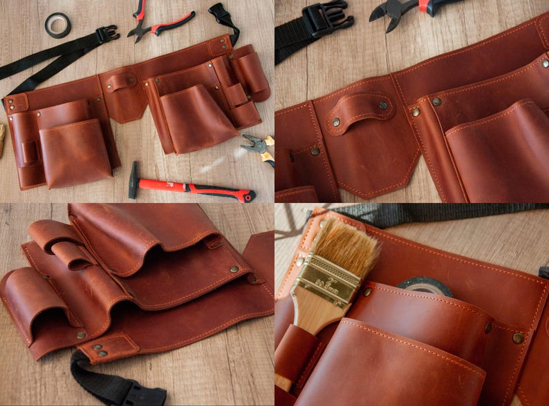 Cinturón de herramientas de carpintero, cinturón de carpintero de cuero, regalo de carpintero, bolsos de carpintero, cinturón de herramientas de cuero para hombres, cinturón de herramientas personalizado imagen 4