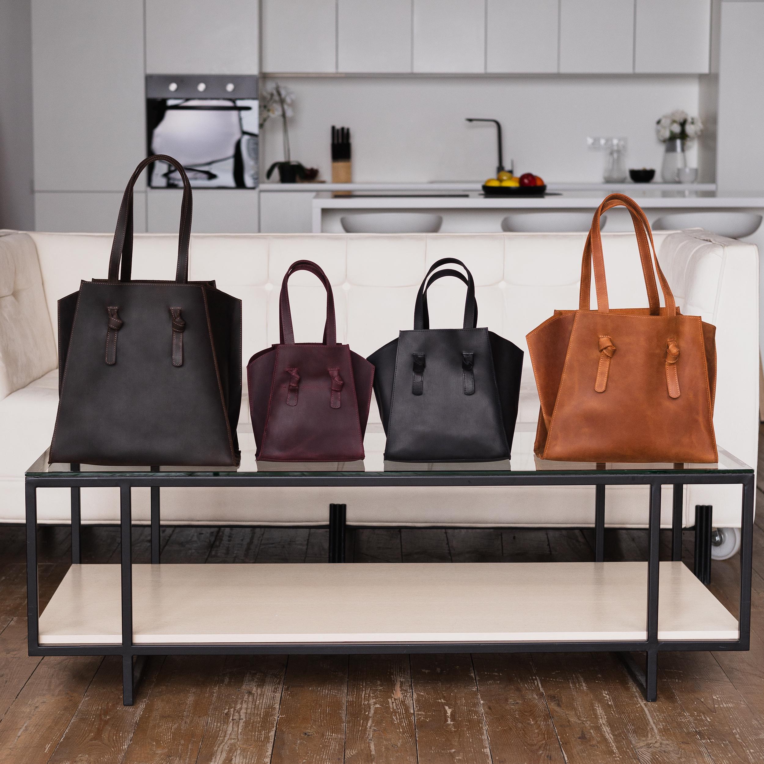 Leather Tote Bag No Zipper, Custom Leather Shoulder Bag, Everyday