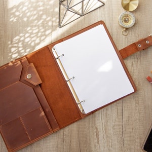 Carpeta de piel personalizada, Carpeta de piel 3 anillas, Carpeta portafolios de piel, Organizador de carpetas, Carpeta portafolios 3 anillas, Funda para carpeta 3 anillas