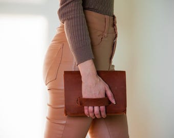 Bolso de mano grande, Monedero de mano grande, Bolso de mano marrón, Cartera de mano con asa, Bolso de mano de piel para mujer, Monedero de mano de piel